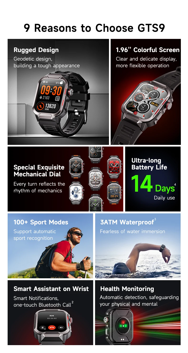 DF GTS9 MAI Health Vitality Score AMOLED Display Magnetic Heart Rate Blood Oxygen Sleep Monitoring HRV Stress Mood Tracking