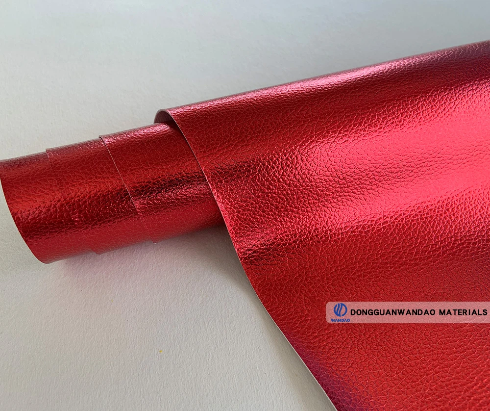 New Metallic Pvc Artificial Leather Litchi Grain Leather Fabric Stock
