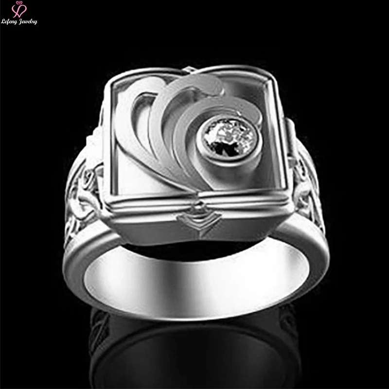 Lefeng Hip Hop High Quality Creativity Stainless Steel 18K Gold Plated Jewelry Men'S Box Flip Open Locket Ring