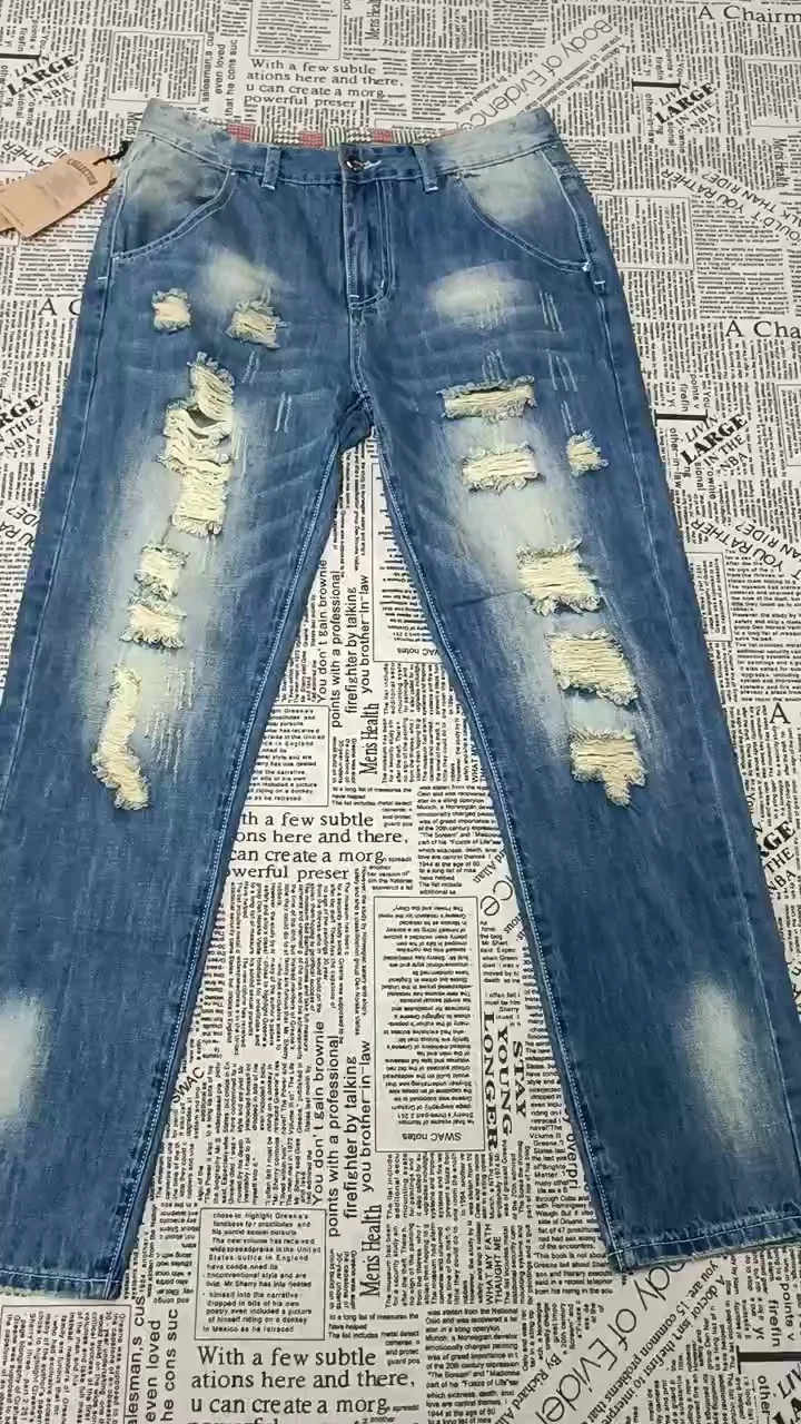 Aeedenim Factory Custom Ripped Jeans Men's Slim Straight Large Size ...