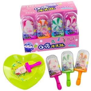 New Product Funny Fruity Flavor Ice Cream Lollipop Hard Candy With Mini Candy