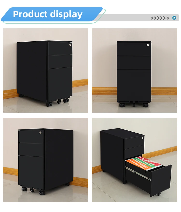 Easy Install Office Custom Metal Movable File Cabinet 3 Drawers ...