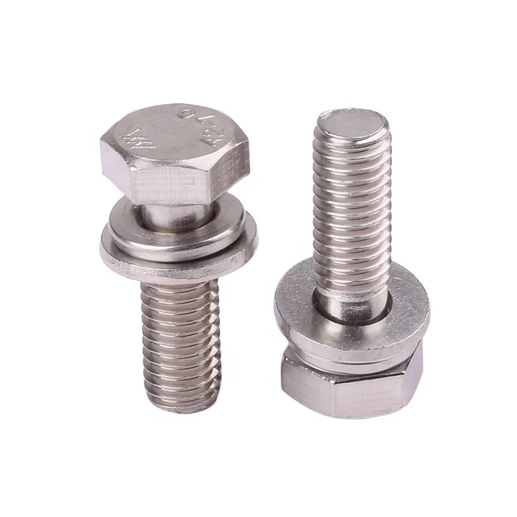 GB9074.17 M3-M12 stainless steel external hexagonal combination screws bolt with washer attached washers bolts