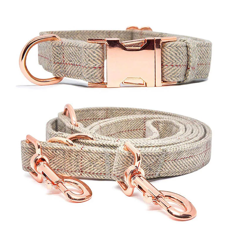 tweed dog lead and collar