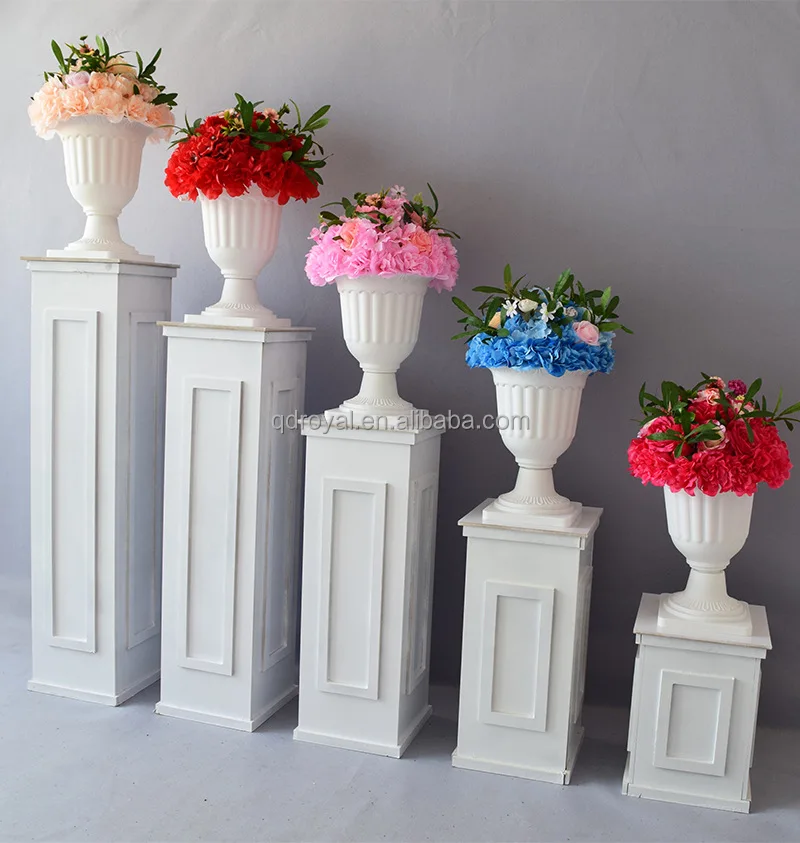 VICASKY 2er Set Römische Säulen Blumentopfständer Weiß - Dekorative Säulen Für Hochzeiten & Garten