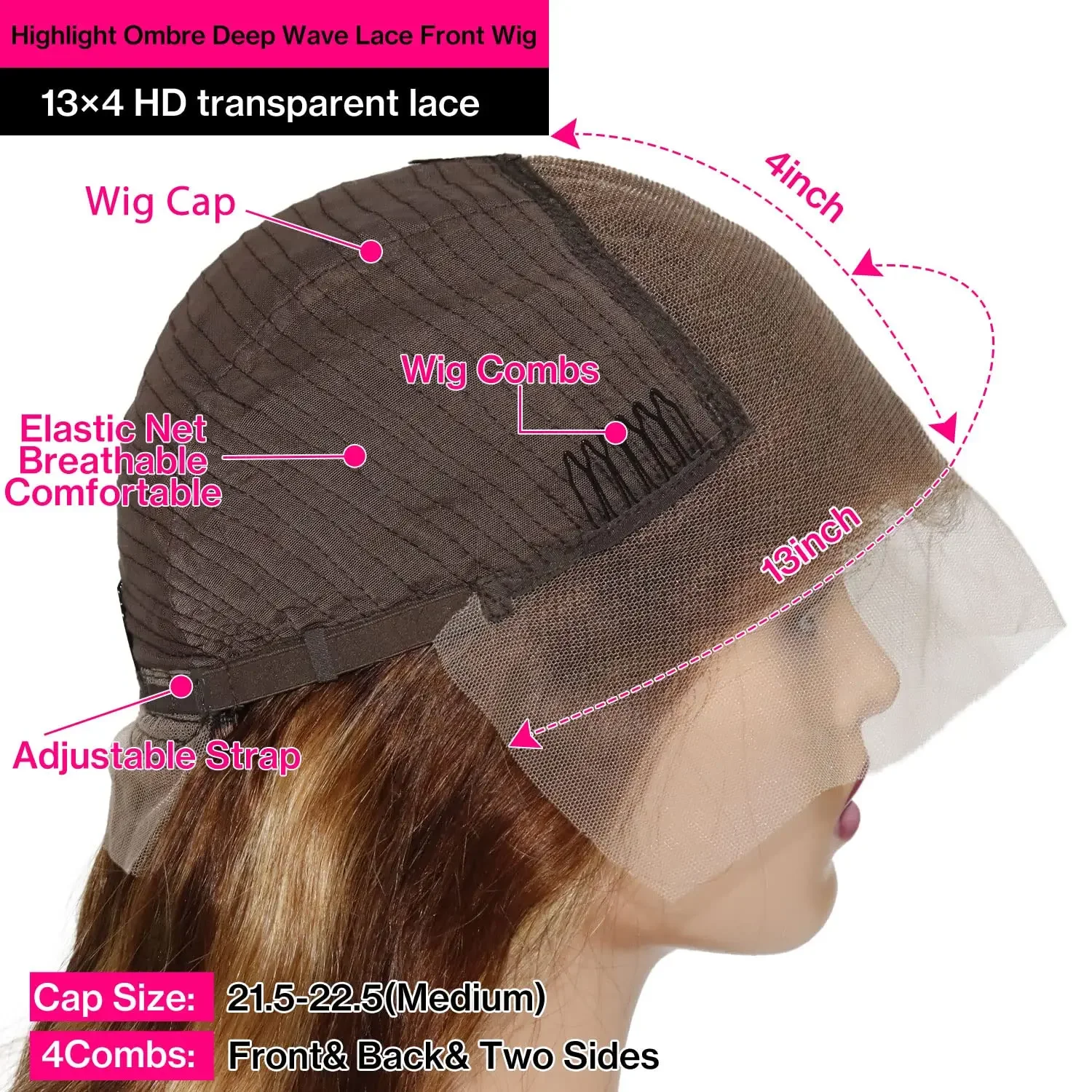 Parrucche frontali in pizzo HD con onde profonde e capelli umani P#4/27 biondo miele per donne_voghion.com