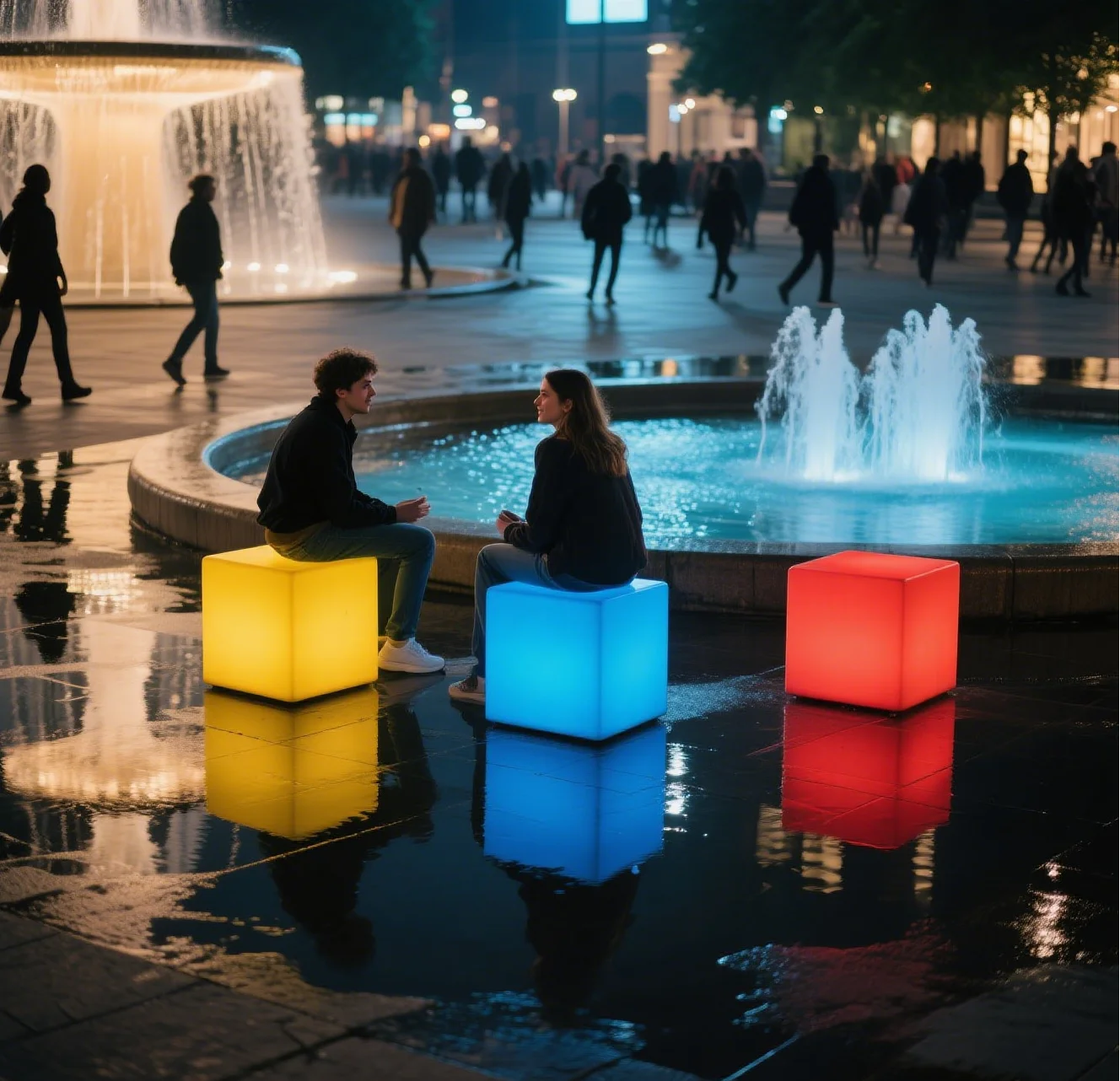 16-Color Changeable LED Cube Lamp Light Square Glow Chair for Outdoor Living Room Workshop Mall Party Night Events Bar Use