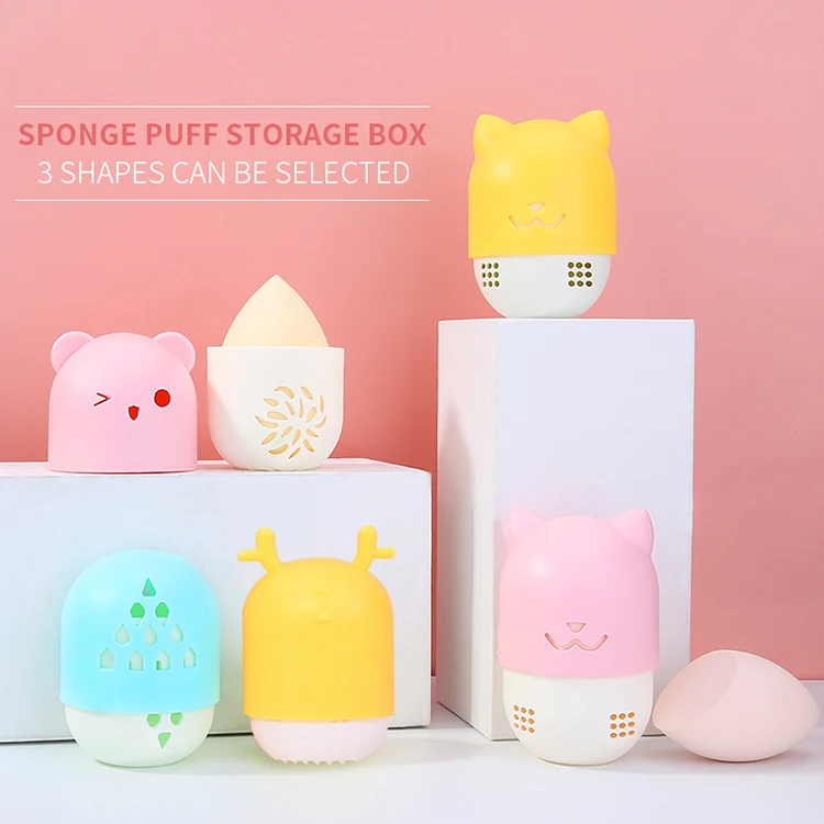 Lameila Новинка 3 в 2 шт. коробка для хранения косметических губки Милая Косметика яйцо спонж для макияжа