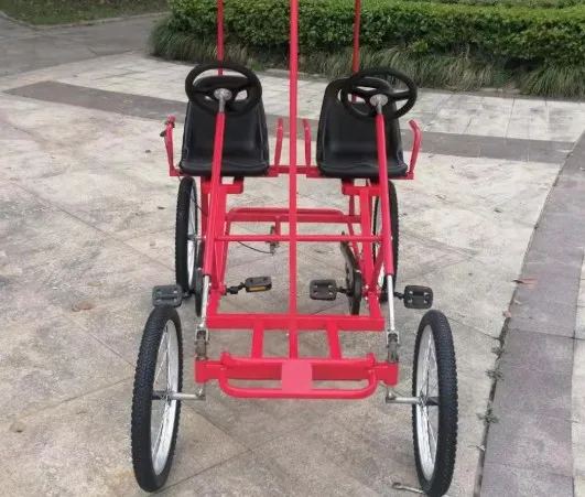 Карт с педалью для взрослых с двумя сидениями и четырьмя колесами для велосипеда