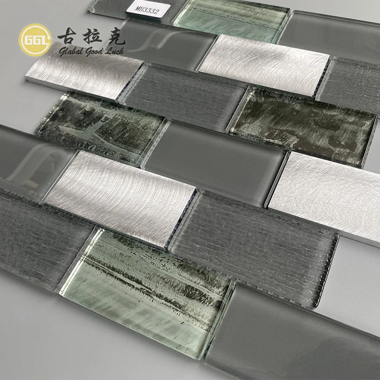 Luxury Glass Mix Metal Tiles Back Splash Kitchen Tiles Crystal Glass Mosaics