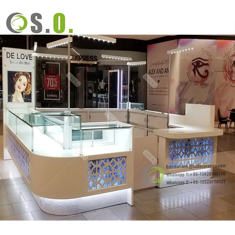 Jewelry Kiosks for Mall Lock Door Tabletop Jewellery Store Display Cases  Glass Used Jewelry Display Showcase