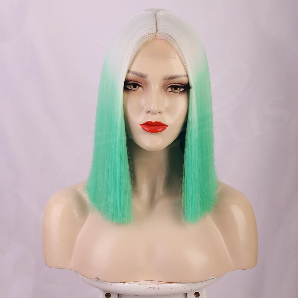 Short Straight Bob Wigs Black Brown Red Natural Synthetic Hair For