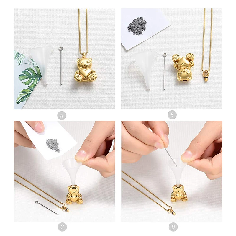 Stainless Steel Teddy Bear Pet Urn Pendant Memorial Ash Keepsake Cremation Jewelry Necklace for Ashes Locket Necklaces