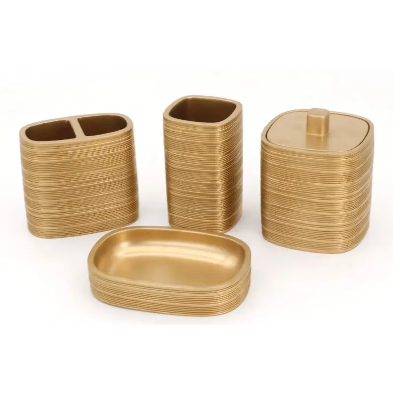 Luxury European Hotel Decor Bathroom Accessories Set Gold Bathroom Soap