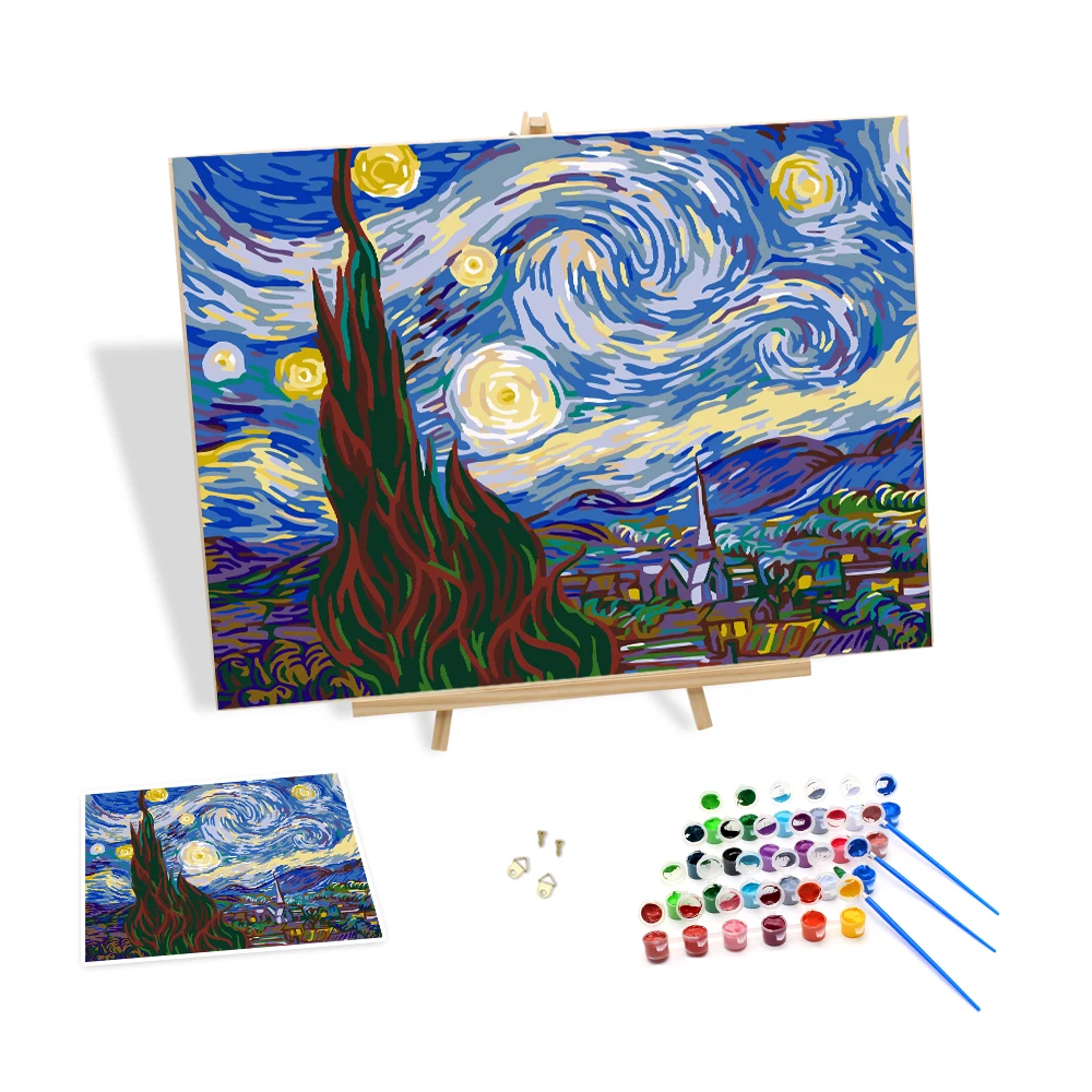 Diy Painting By Number Sets Van Gogh The Starry Night Oil Painting Handpainted On Canvas Home