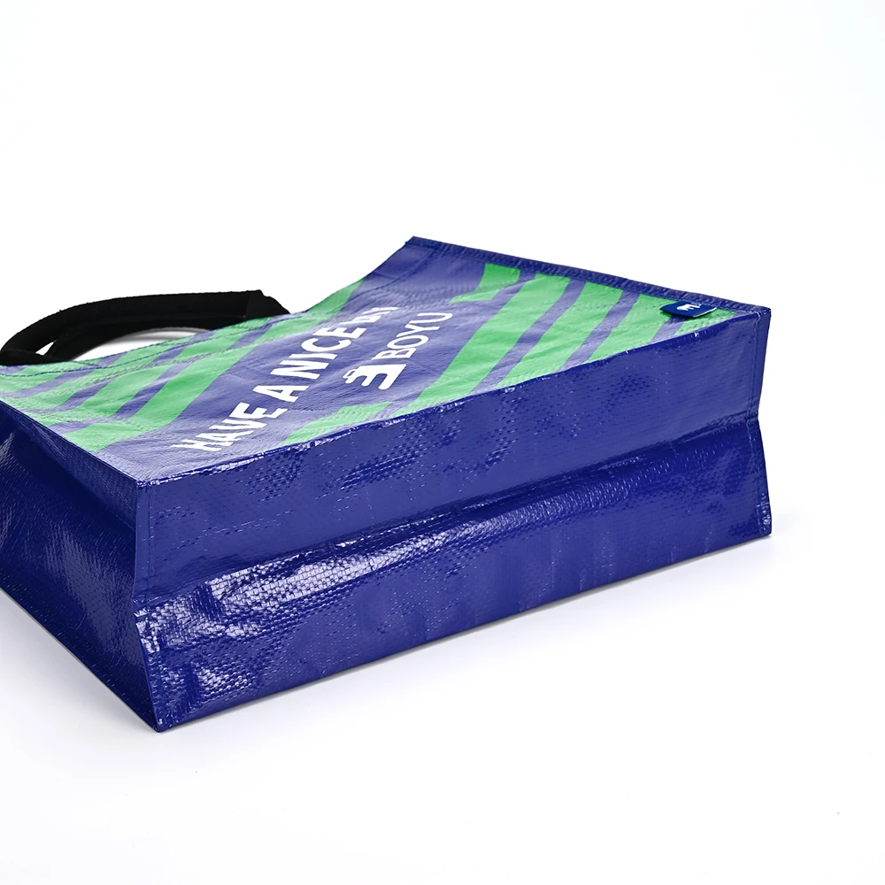 Promotional Grocery Coated Recycled Laminated PP Woven Bag Customized Printing PP Woven Tote Shopping Bag with Double Handle manufacture