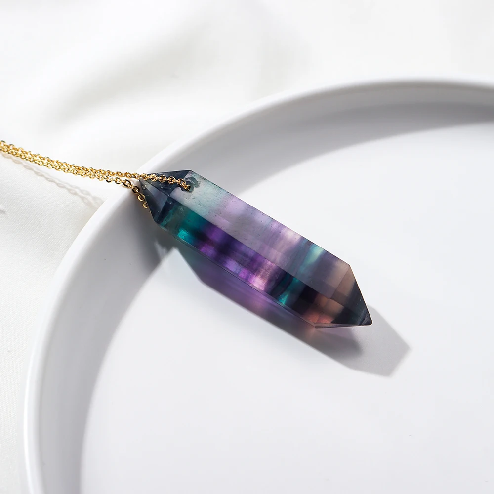 CXD-GEM Natural Rainbow Fluorite Crystal Specimen Raw Stone