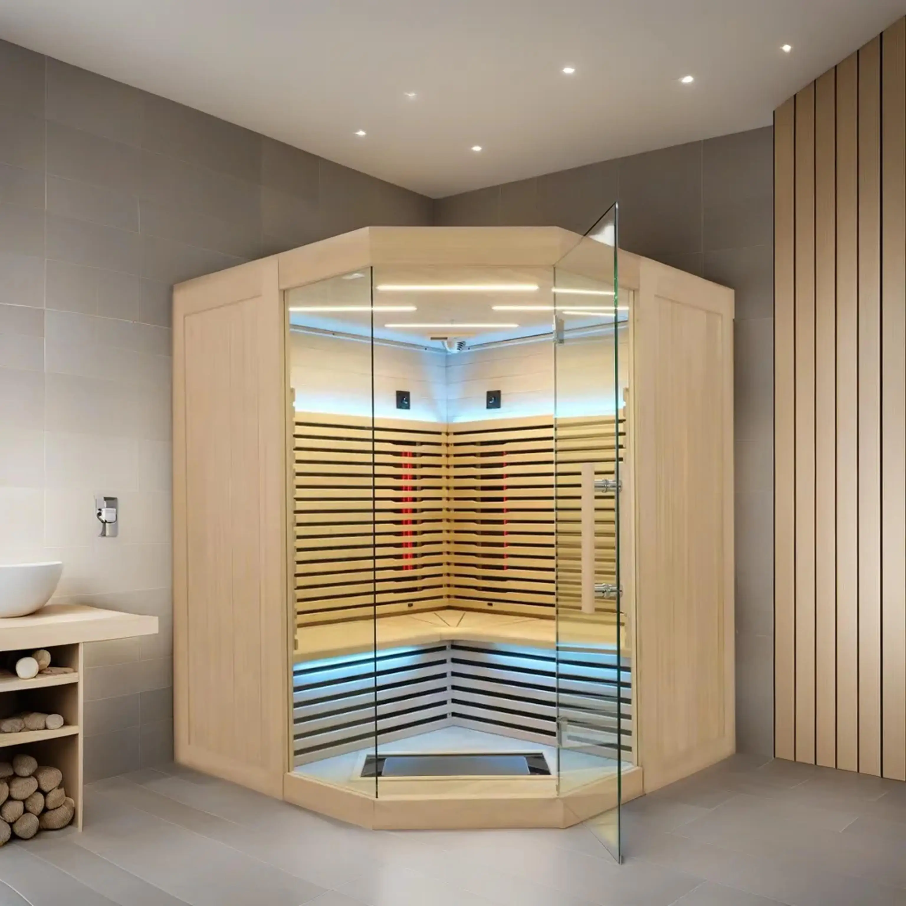 Sauna Üretici SAA CE 4 Kişilik İç Sauna Uzak Kızılötesi Sauna Kabini