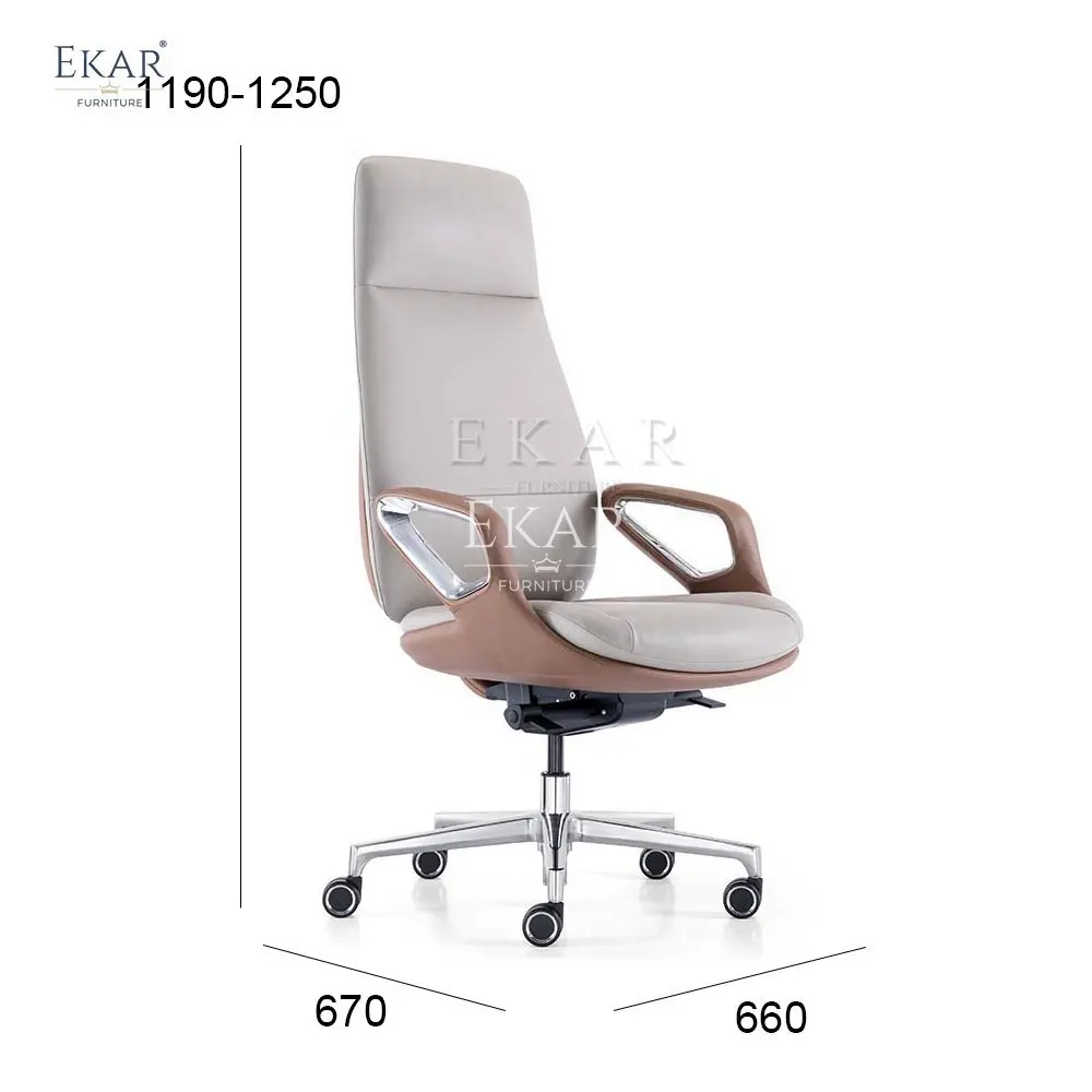 Adjustable Height Genuine Leather Office Chair - Luxury and Comfort Combined factory