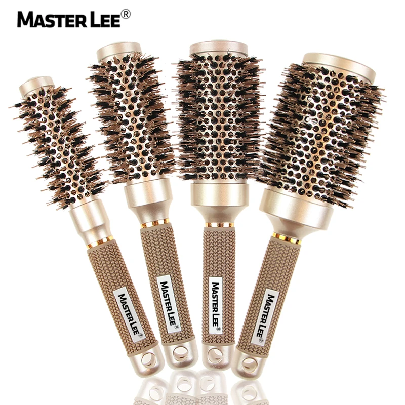 Masterlee high quality custom logo 4 size hair boar bristle ceramic brushes round comb