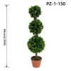 Topiario artificiale a tre sfere di alloro con stelo multiplo (90 cm/2,95 piedi)