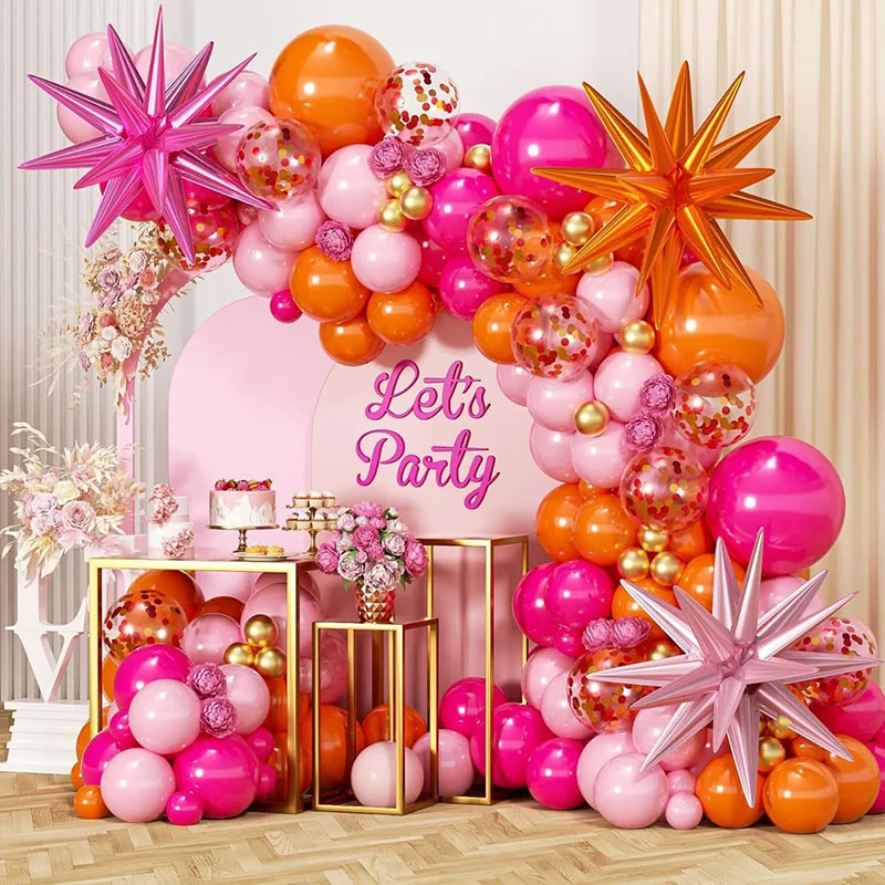 1st Birthday Decoration Party Supplies Pink Orange Balloon Arch
