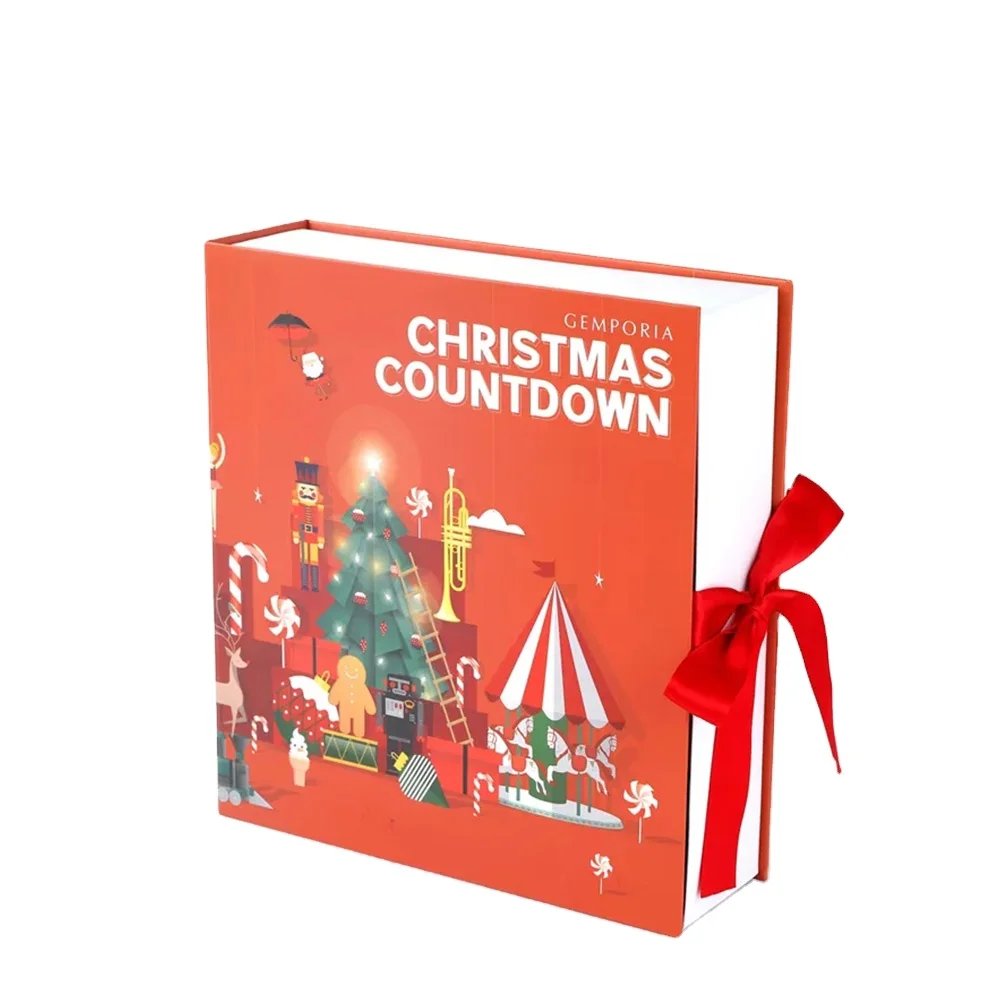 Custom Advent Calendar Empty Luxury Cardboard Paper Gift Beauty Cosmetic Packaging Countdown Christmas Advent Calendar Box