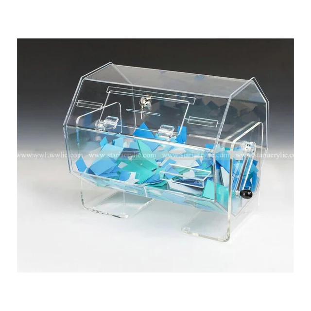 Large Acrylic Raffle Ticket Drum, Acrylic Coin box, Money Suggestion Donation Ballot Box