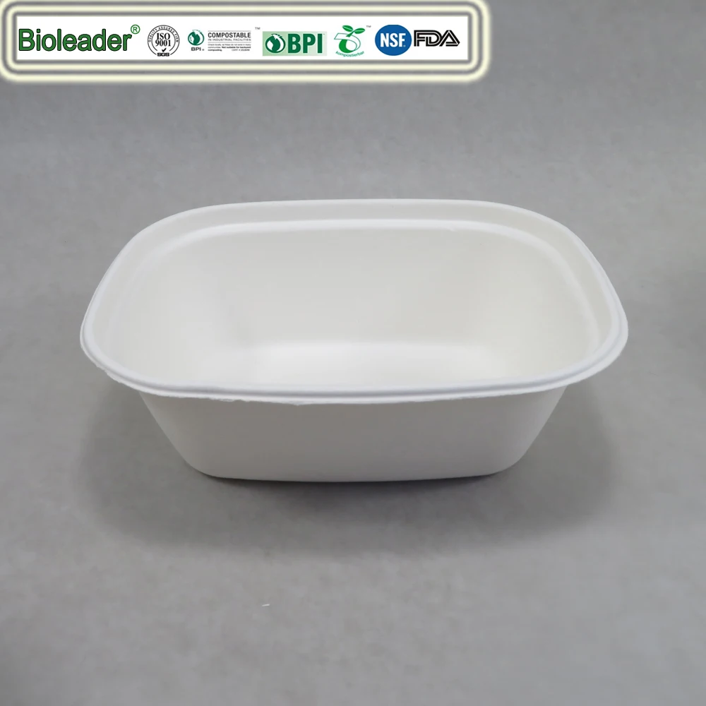 Bioleader Eco-Friendly Disposable Rectangle Paper Bowl with Lid Biodegradable