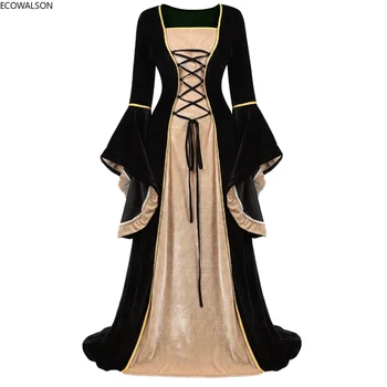 Elegante damesjurk, vintage, middeleeuwse jurk, retro
