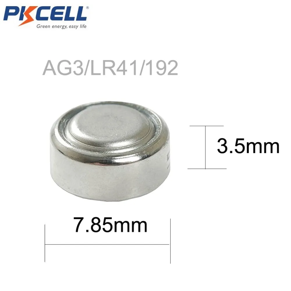 PKCELL ag3 lr41 392 1.5Vボタンアルカリ電池192 10BコインCell Battery