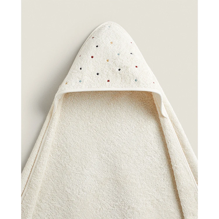 kids poncho towel Simple Design With Multicoloured kid towel Embroidered Polka Dots Baby Bath Hooded Towel Organic Cotton towel