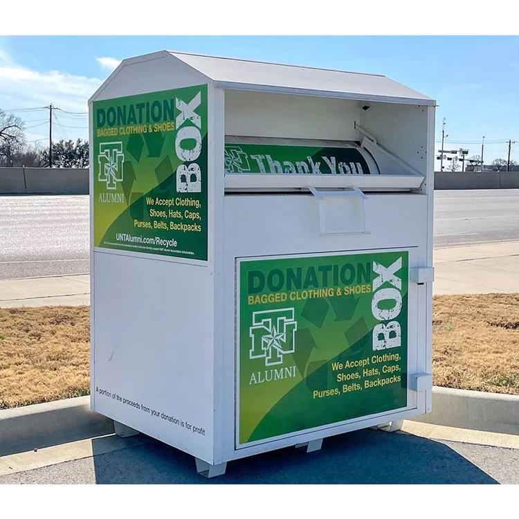 Customize High Quality Large Volume Clothing Recycling Boxs Donation Bins Outdoor for Sale