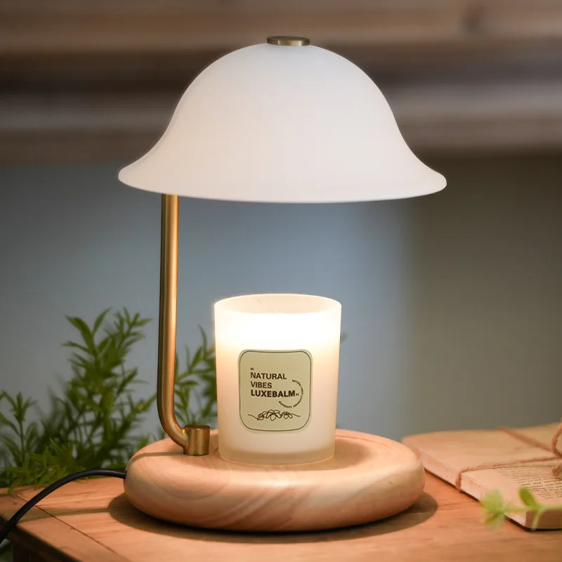 veasfak Lampe Chauffe-Bougie Lampe de Table Lampe à Bougie pour Décoration Maison Chambre Blanc