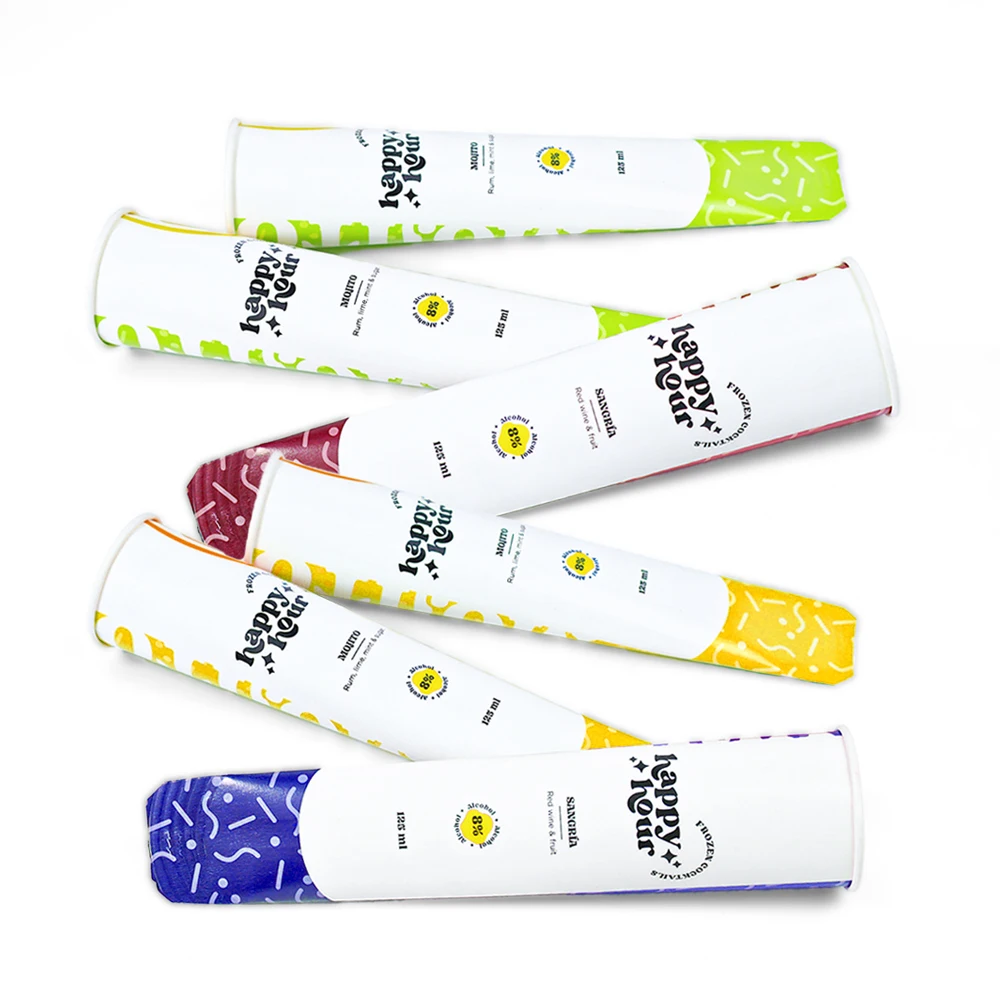 JAHOO PACK Customized Disposable Candy Ice Cream Squeeze Cup Push up Jelly Paper Tube