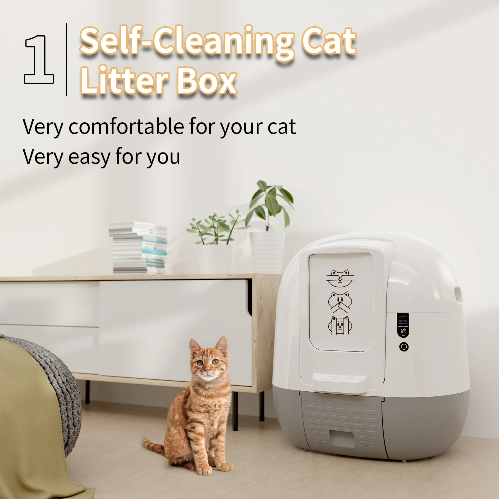 2023 New Design Intelligent Auto Cat Toilet White Smart Selfcleaning