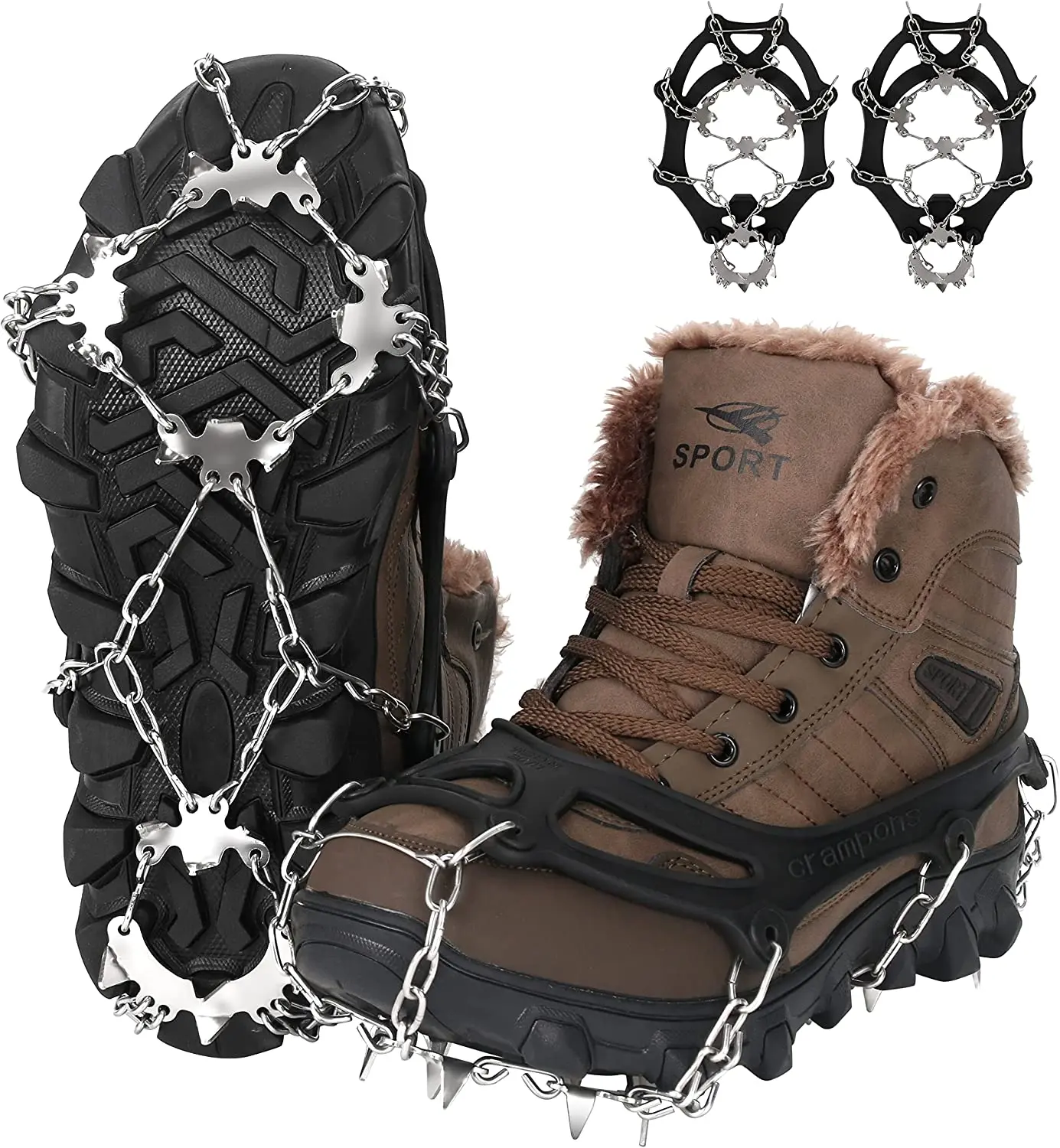 Woqi Universal Crampons Ice Climbing Nonslip Crampons Foot Ice Cleats