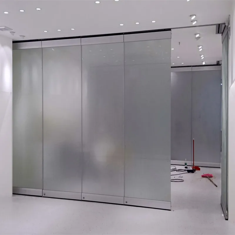 Aluminium Foldable Frameless Glass Partition Wall Movable for Office Dining Kitchen Warehouse Outdoor and School Usage