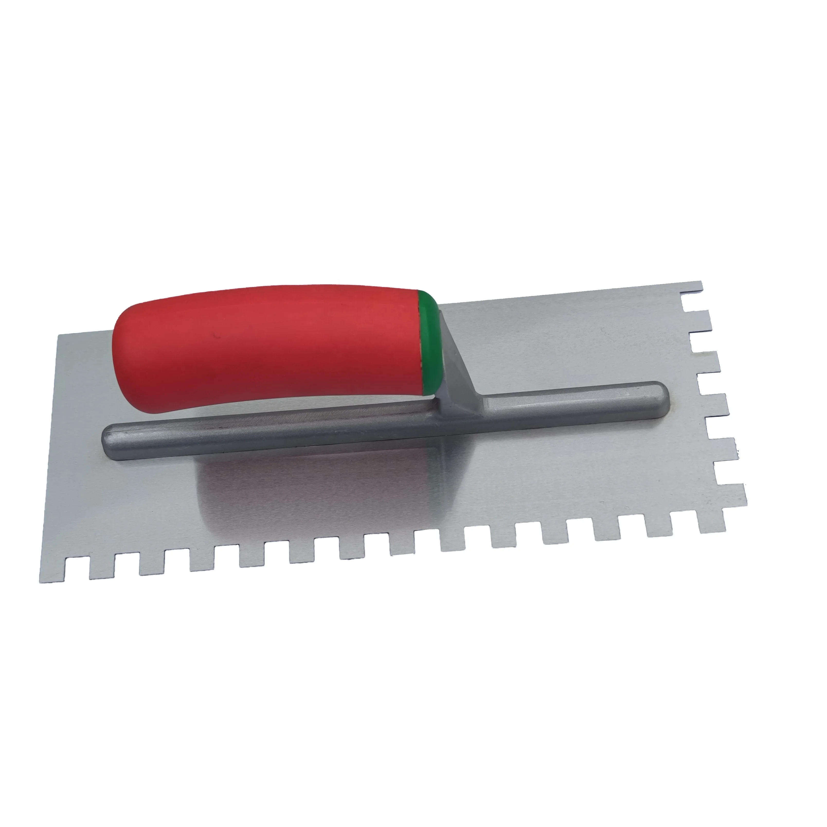 "Carbon Steel Square Notched Trowel with Plastic Handle for Professional Tile Adhesive Application"