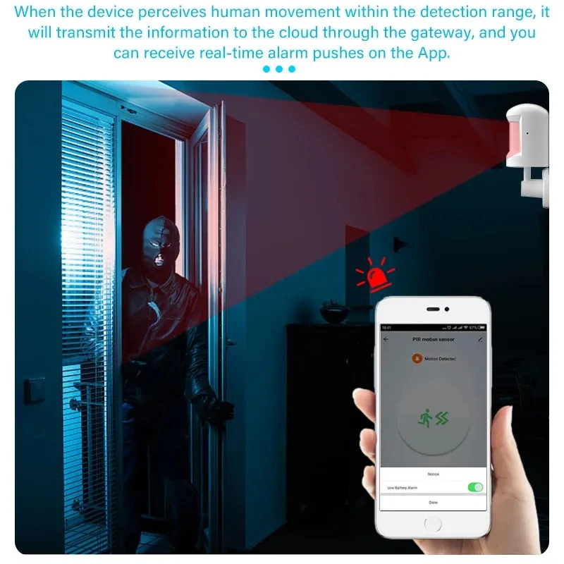 RSH Tuya Zigbee Infrared PIR Motion Sensor Wireless Smart Home Security Device that Detects People Movement for Alarm Systems