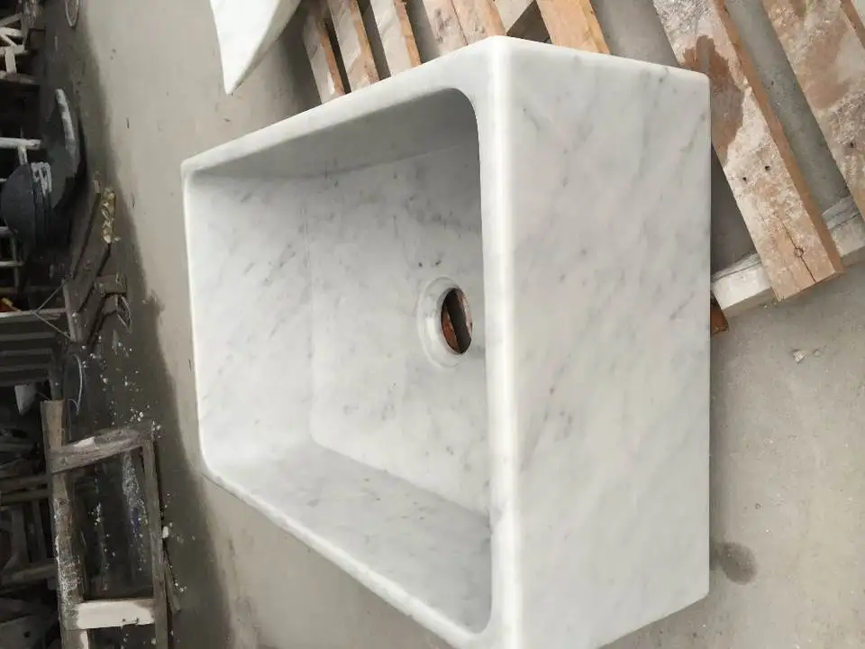 Глубокая раковина из белого мрамора для ванной комнаты раковины