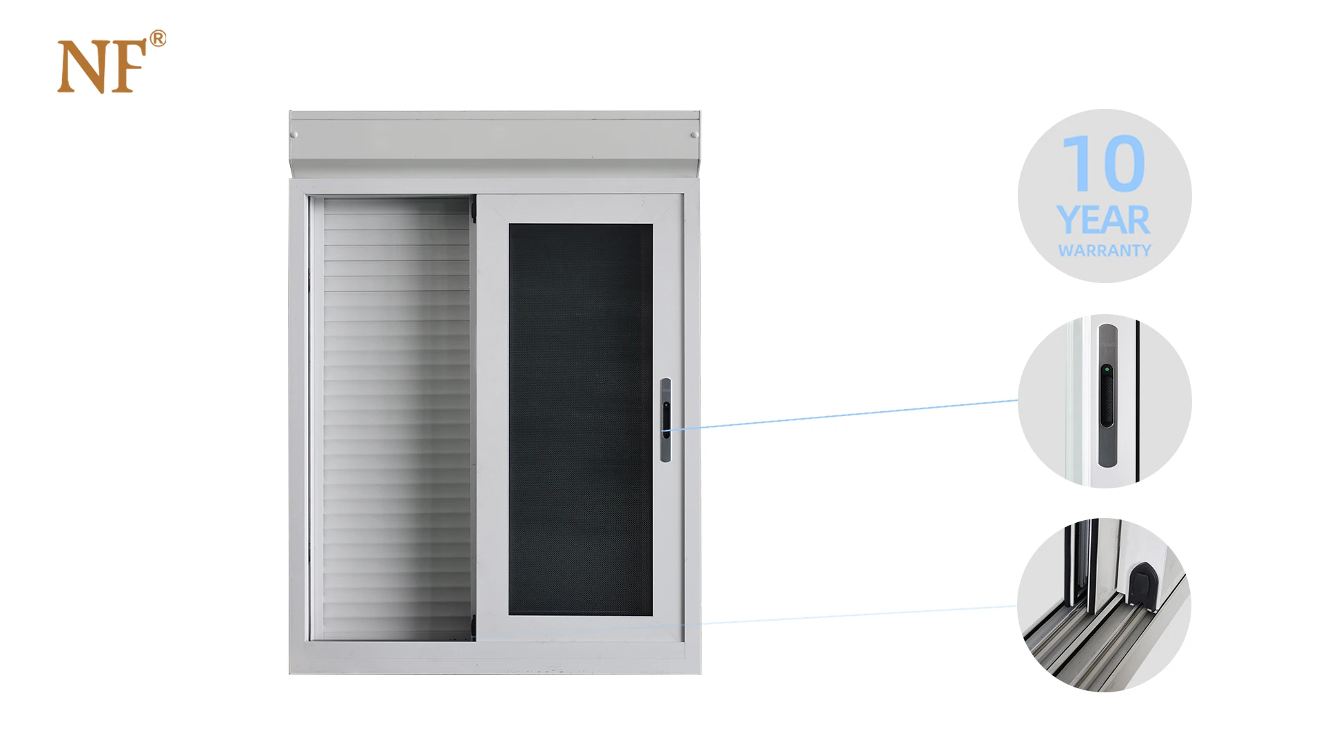 Exterior Aluminum Soundproof Sliding Window With Electric Roller