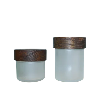 Food Storage Mason Jar Empty Clear Cream Glass Jars with Cork Bamboo Lids for Cosmetic Packaging