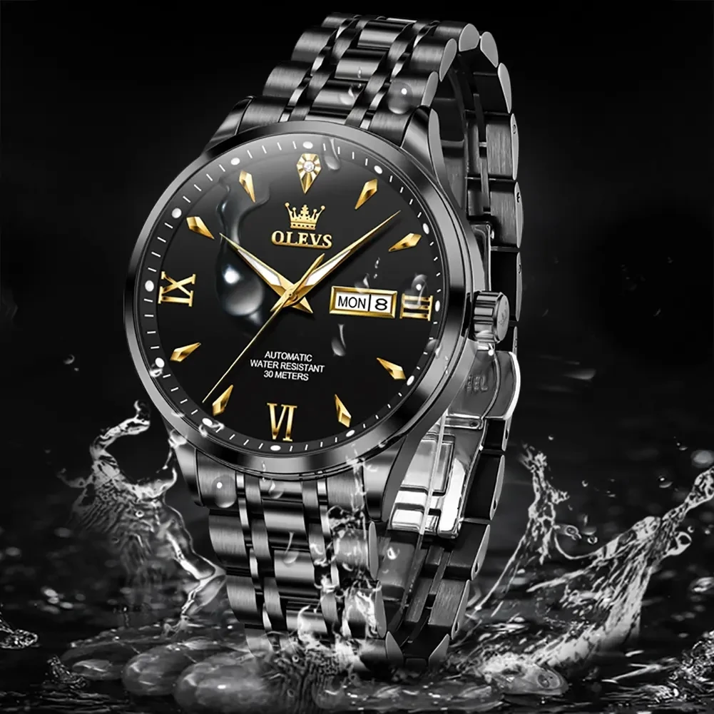 OLEVS Orologio da uomo con diamanti, impermeabile