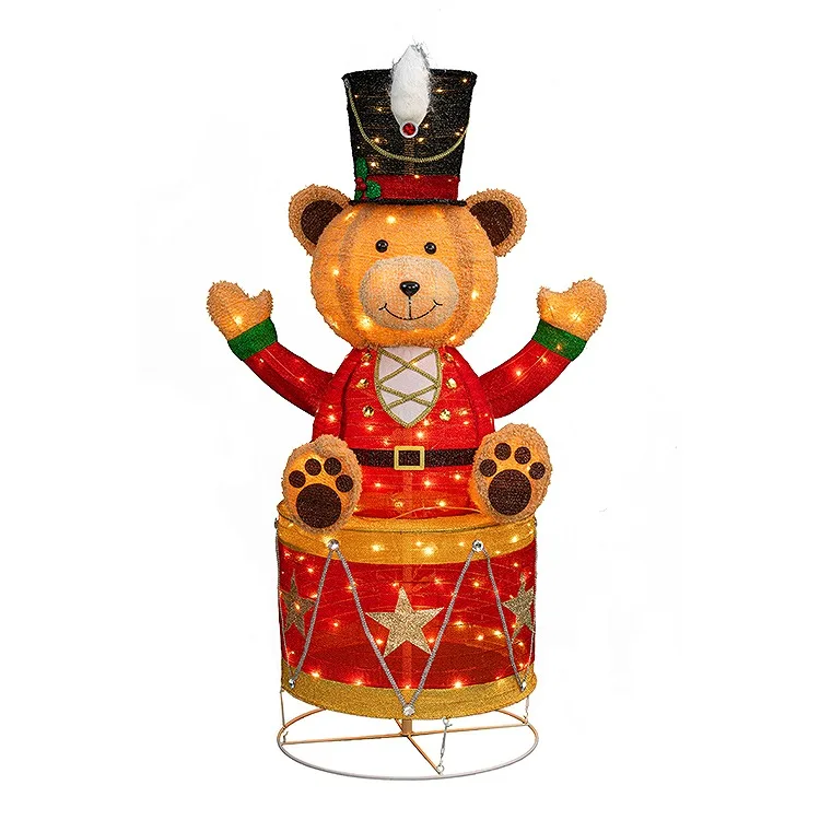 Yüksek Kaliteli 52 inç 150 L'lik Katlanabilir Peluş Ayı LED Noël Motifli Dekoratif Tatil Işıkları Özelleştirilebilir Noël Işıkları
