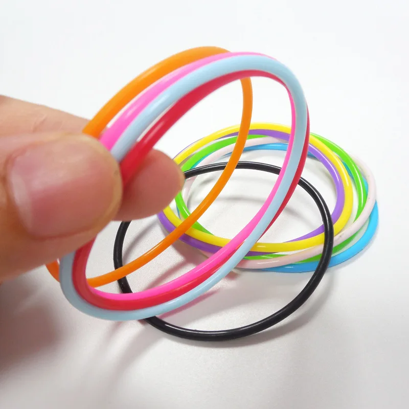 Retro Thin Soft Silicone Rubber En Stretch Jelly Party Gift Assorted Soft Hair Tie or Hand Wristband Bangle Bracelet Jewelry
