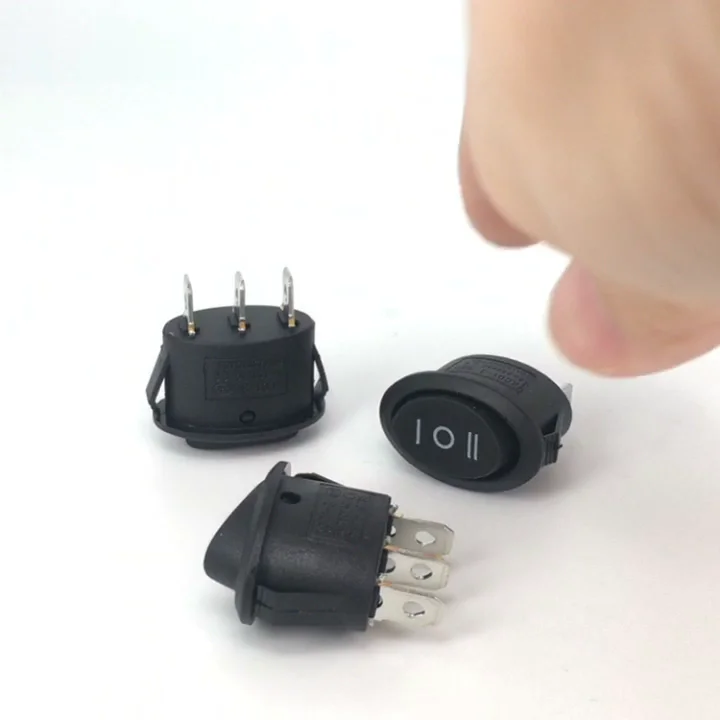 3 Pins Mini Oval Rocker Switch 3 Position Black On-off-on Ac 6a 250v ...