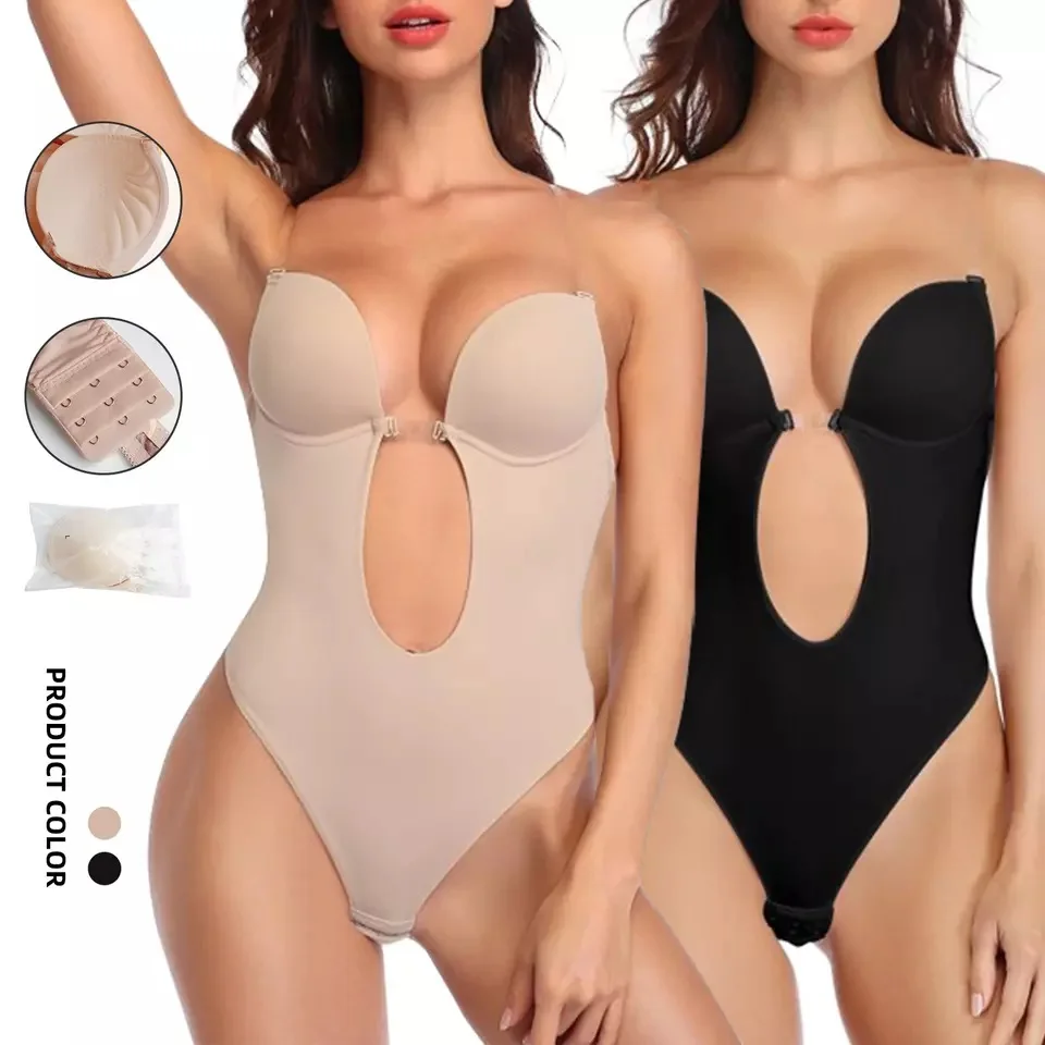 Wedding Slimming Backless Body Shapewear U Plunge Shaper Bodysuit Thong And G String Shapers 9323