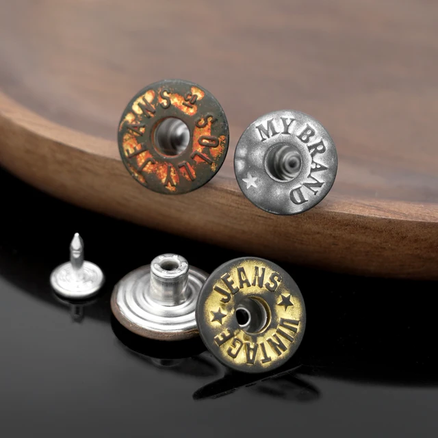 Custom Jean Buttons Engraved Logo Jeans Brass Buttons Custom Buttons for Jeans Apparel Accessories