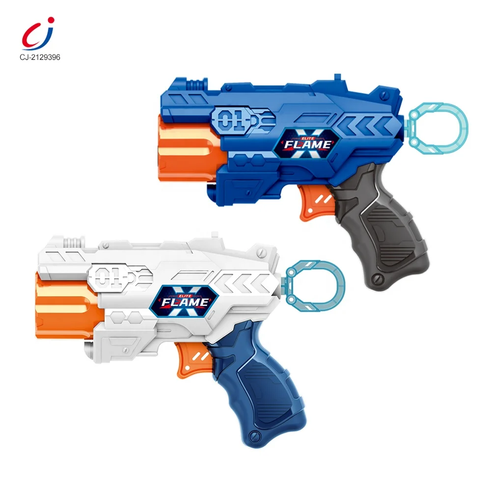 Pistola De Juguete Lanzadora De Balas De Goma | Incluye Cargador Y 10 Balas | Alcance 10 Metros | Modo De Disparo Manual | Color Azul Y Blanco | Regalo Para Entrenamiento O Juego